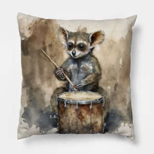 Cute Bush Baby With A Drum Pillow