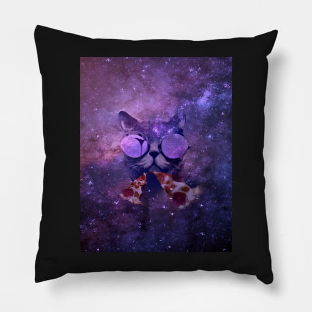 Pizza cool Cat in Space Pillow by jaml-12