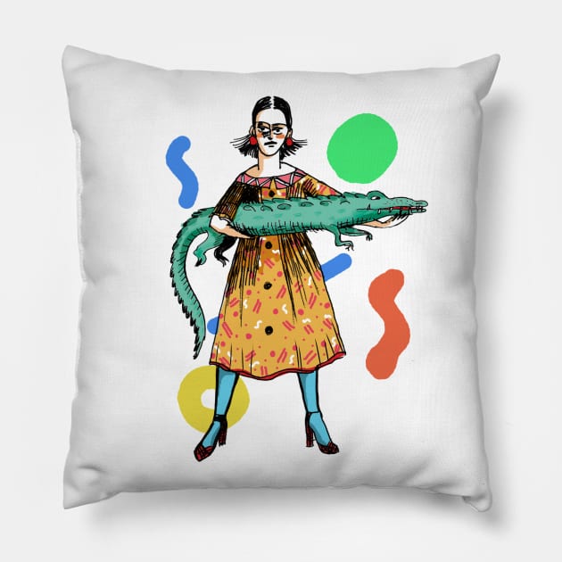 Croc rocks! Pillow by lindsaygrime