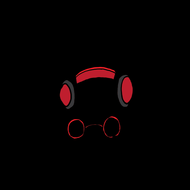 Rabbit Clipart Rabbit Line Art Bunny Wearing Red Headphone and Glasses by StacysCellar