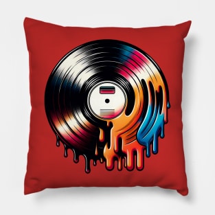 Surreal Melting Vinyl T-Shirt: Abstract Music Lover Tee Pillow
