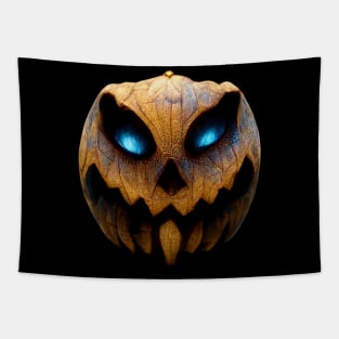 Halloween Evil Pumpkin Head With Scary Blue Eyes Tapestry