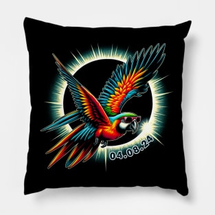 Solar Eclipse Parrot Adventure: Chic Tee with Vibrant Feathery Companions Pillow