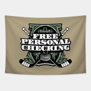 Free Personal Checking - funny hockey hit Tapestry