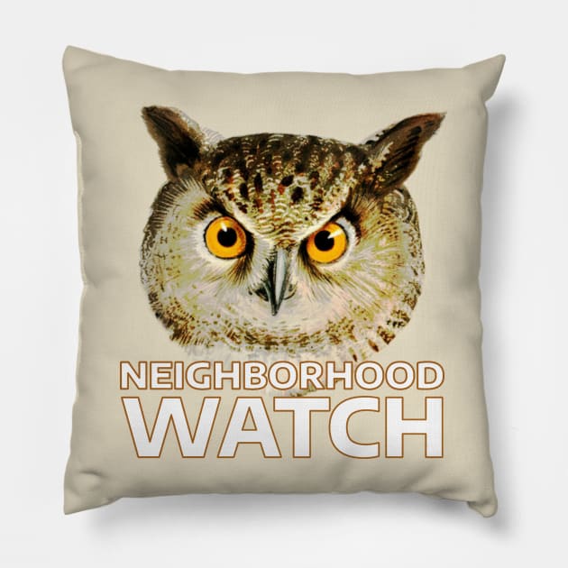 Neighborhood Watch Pillow by Rambling Cat