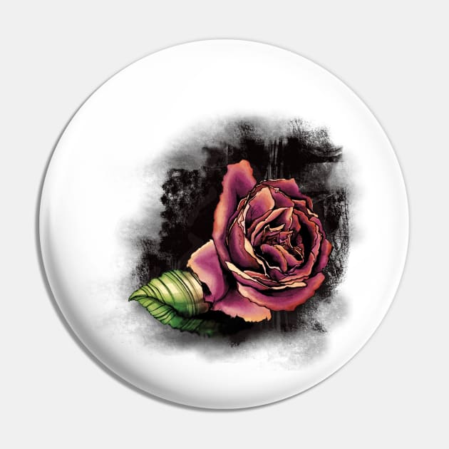 Inked Watercolor Rose Pin by brittney_taylor13