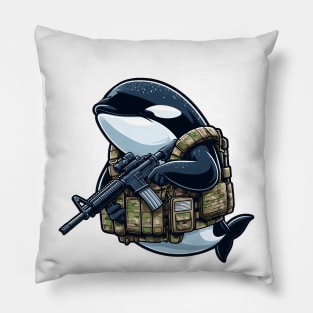 Tactical Orca Majesty Tee: Where Strength Meets Oceanic Elegance Pillow