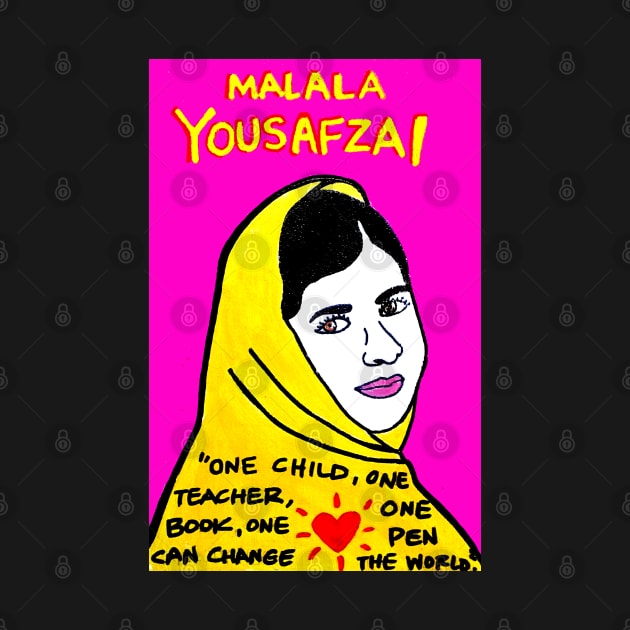 Malala Yousafzai pop folk art by krusefolkart