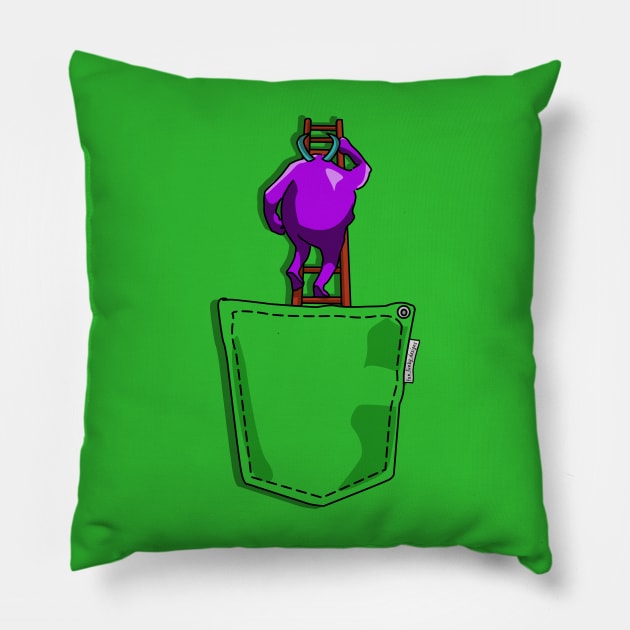 Monster in My Pocket Tries to Escape Pillow by Fun Funky Designs