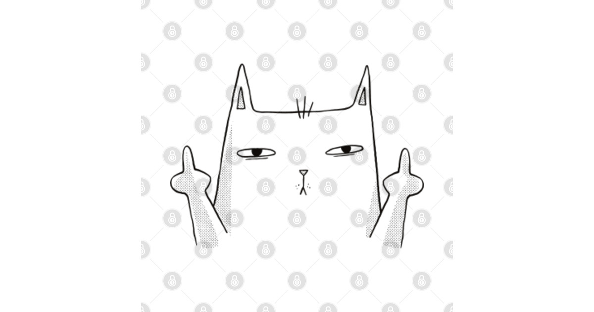 Middle Finger Cat Middle Finger Cat Sticker Teepublic 0488