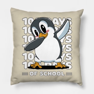 100 Days of school typography featuring a Dabbing Penguin #2 Pillow