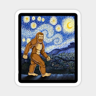 Bigfoot Van Gogh starry night Magnet