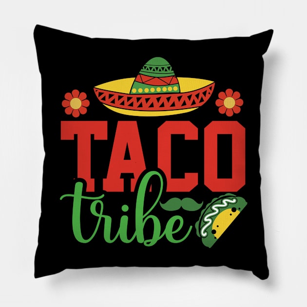 Taco Tribe Sombrero Taco Lover Mexican Cinco De Mayo Pillow by BadDesignCo