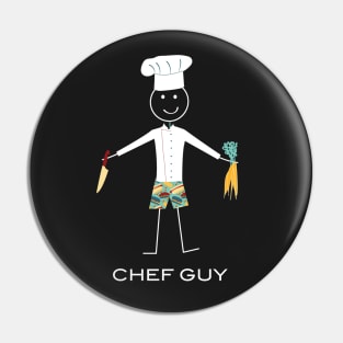 Funny Mens Chef Guy Illustration Pin