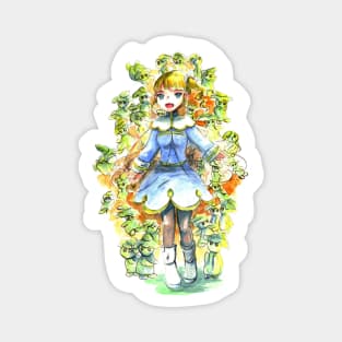 A little girl and Army of Mushroom Fairies Magnet