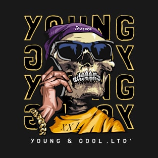 Young & Cool with skull in sunglasses and smartphone T-Shirt