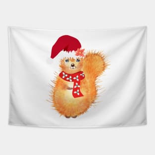 Silly Squirrel with a Christmas hat, gifts for teens, christmas gift, gift for teen, dancing gifts for girls Tapestry