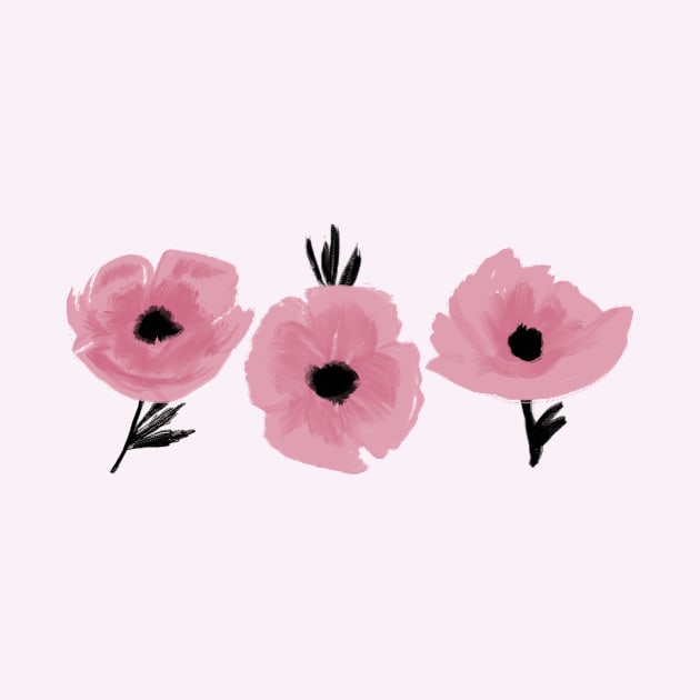 Mauve Abstract Poppies in a Row by tangerinetane