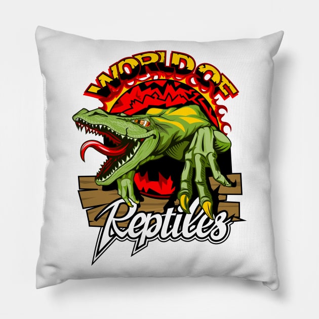 Lizard world of reptiles Pillow by Mako Design 