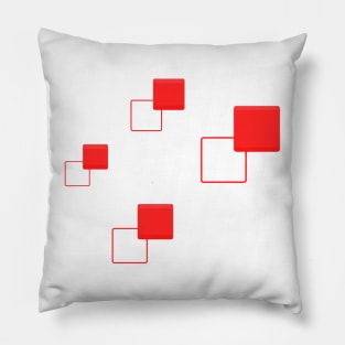 Squares Abstract Art Red Emboss Pillow