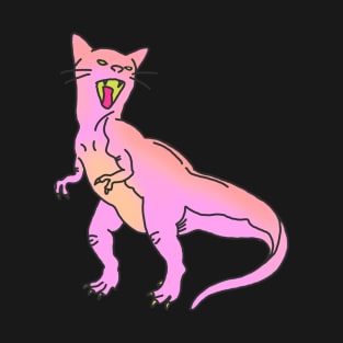 dinosaur raptor cat kitten feminist roar animal cute pink print T-Shirt