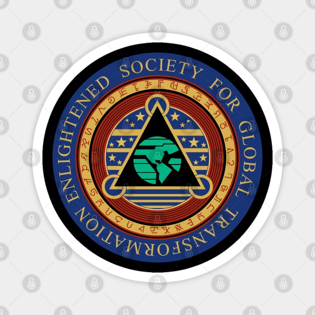 Retro Vintage Enlightened Society for Global Transformation Las Vegas Magnet by StudioPM71