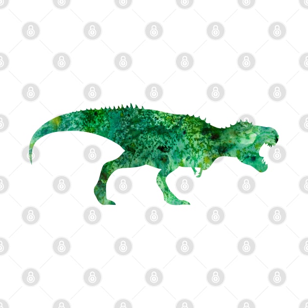 Green T Rex Watercolor Painting 2 by Miao Miao Design