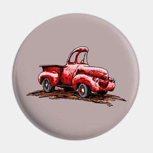 Red Classic Truck Cartoon Pin