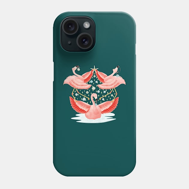 Pink Flamingo Tropical Paradise Christmas Tree Phone Case by GulfGal