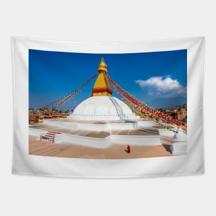 Buddhist monk at Bhoudhanath Tapestry