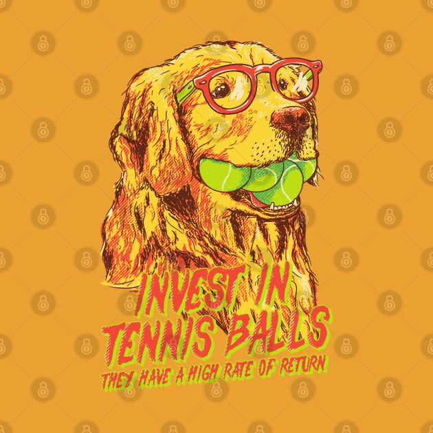 Good Boi Analytics - Invest in Tennis Balls | Funny Golden Retriever Business Plan by anycolordesigns