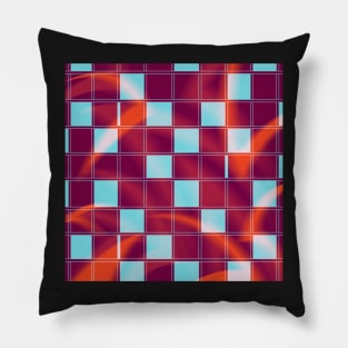 Blue and Red Square Geometric Pattern Pillow