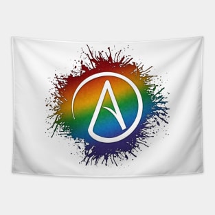 Rainbow Atheist Symbol Tapestry