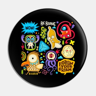 Cute Monsters Doodles Pin