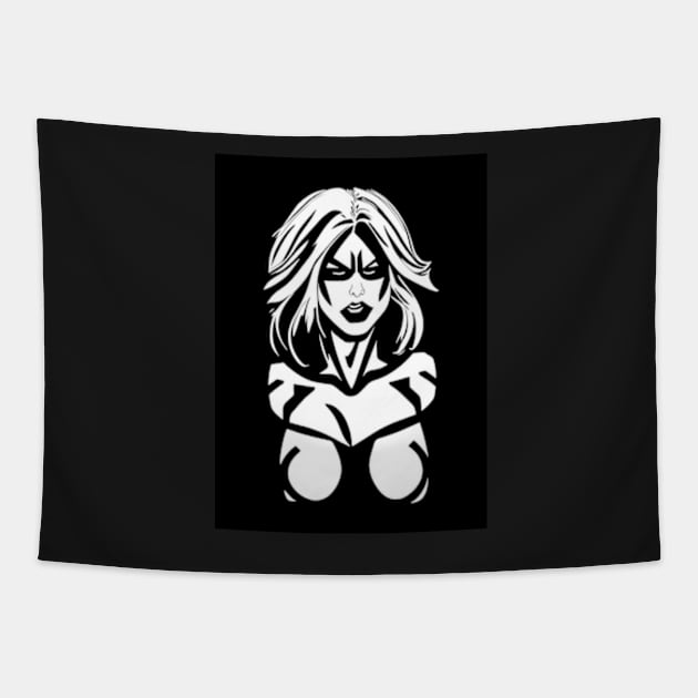 Comic Book Super Villain Tapestry by ArtFactoryAI