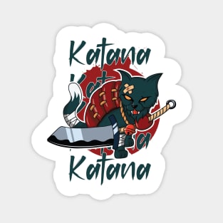 Fierce Repeated Katana Text Cat Pun Magnet