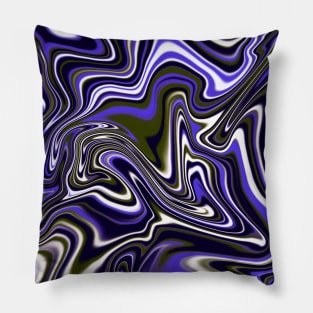 Blue River Marbled Swirl, 1970s Abstract Flowing Texture Pillow