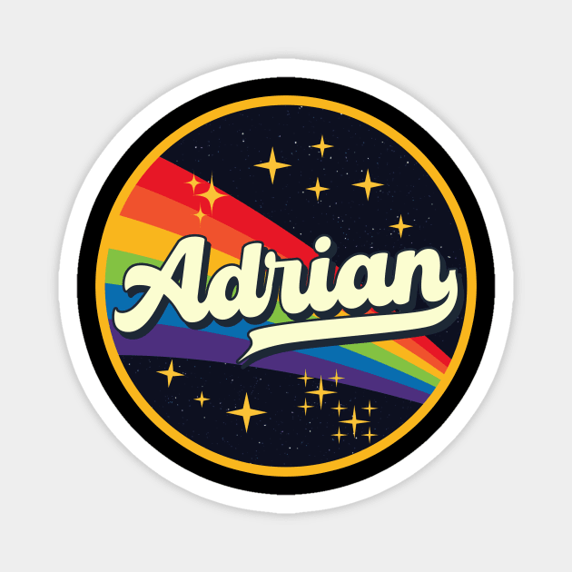 Adrian // Rainbow In Space Vintage Style Magnet by LMW Art