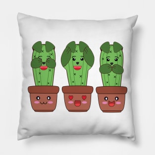 Kawaii cactus dogs in plant pots Pillow