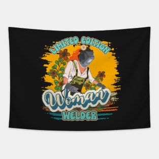Funny groovy quote welder woman sarcastic floral retro Limited edition woman welder Tapestry