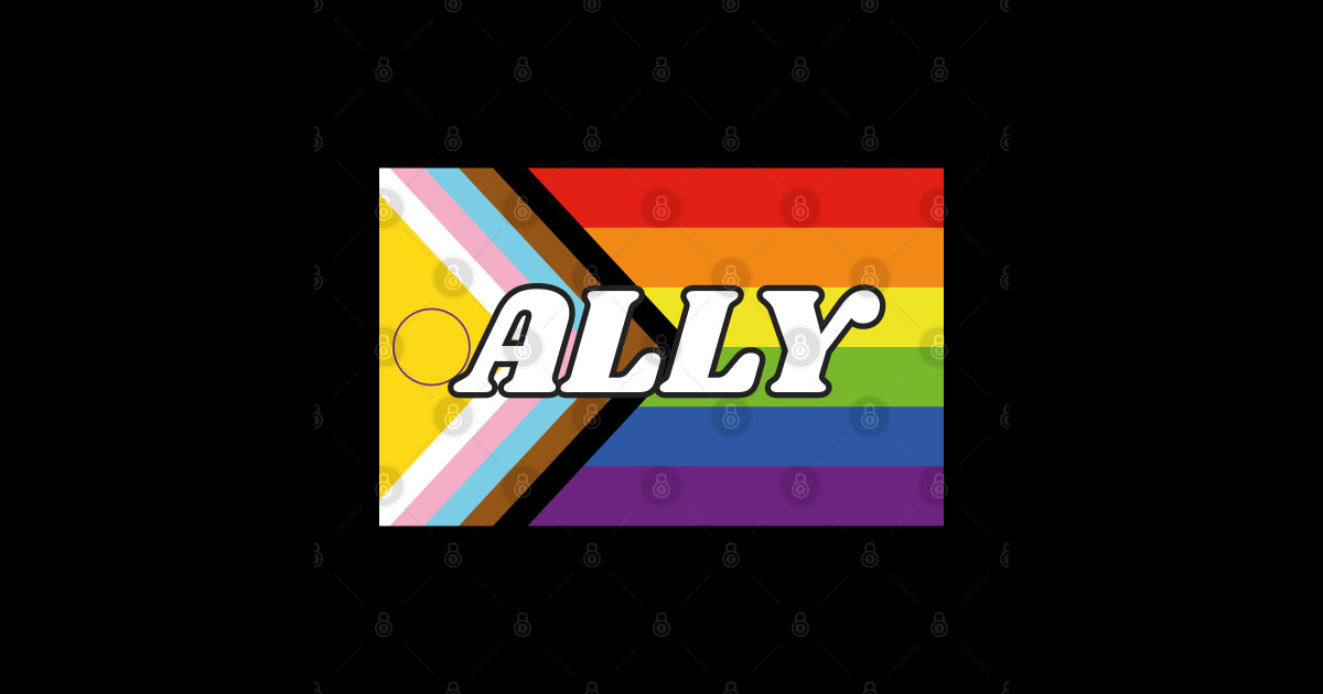 Pride Allyship - Ally - Inclusive Pride Progress Pride Flag - Gay Ally