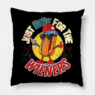 Hot Dog I'm Just Here For The Wieners 4Th Of July Pillow