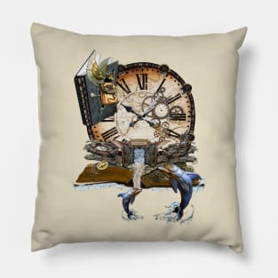 Steam-punk ocean library Pillow