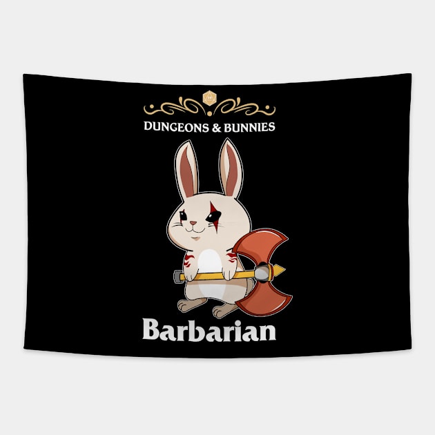 Dungeons & Bunnies Barbarian Fantasy Tabletop RPG Roleplaying D20 Gamer Tapestry by TheBeardComic