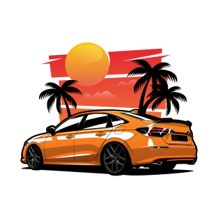 Orange Civic SI Sunset Palms T-Shirt