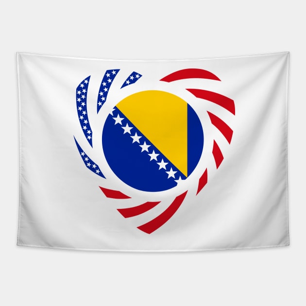 Bosnian American Multinational Patriot Flag Series (Heart) Tapestry by Village Values