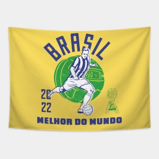 Vintage Brazil Football // Retro Brazilian Soccer Player Tapestry