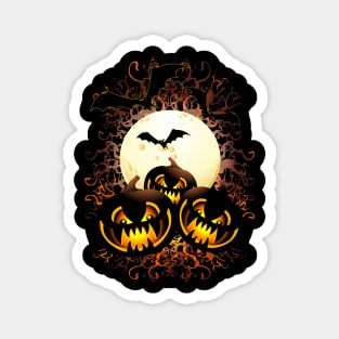 Black Evil Pumpkins Halloween Night Magnet