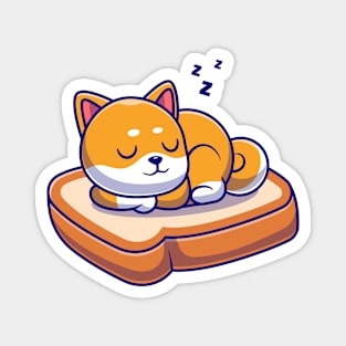 cut cat sleeping on bread Magnet