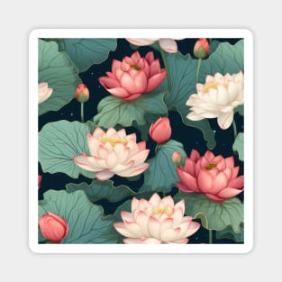 Serenity Blooms: Timeless Lotus Flower Pattern Magnet